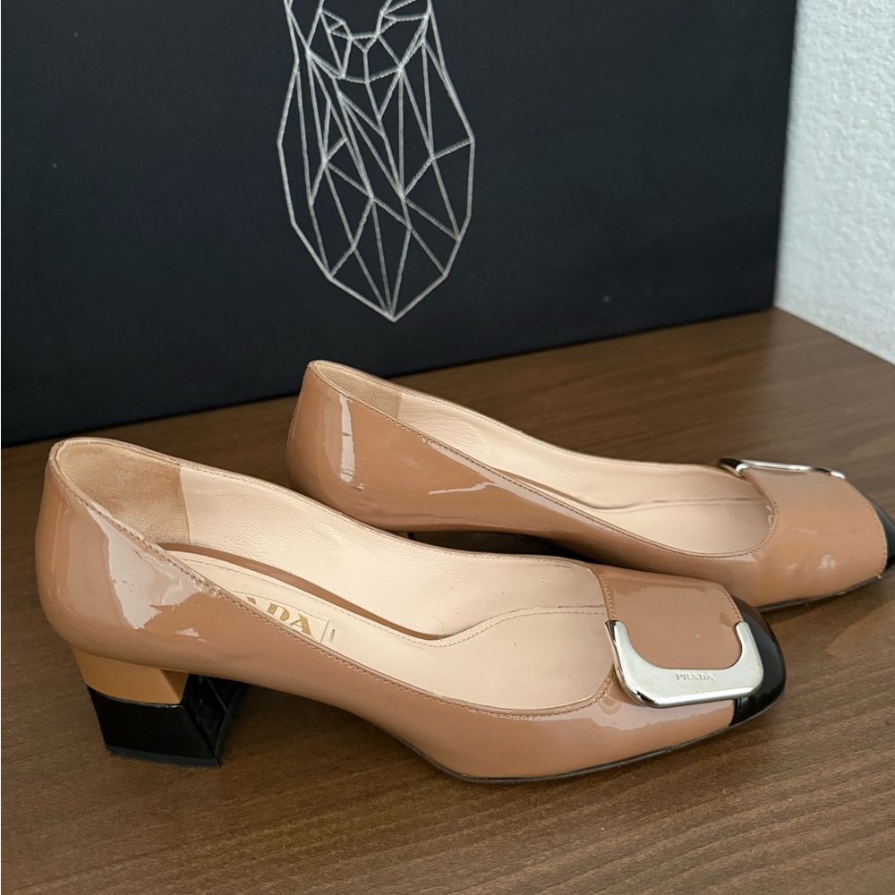 Prada Tan Patent Leather Flats